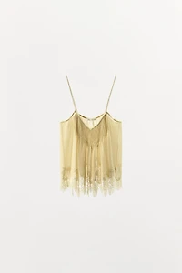GEORGETTE PLEATED LACE TOP