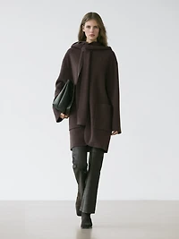 Veste longue à capuche écharpe