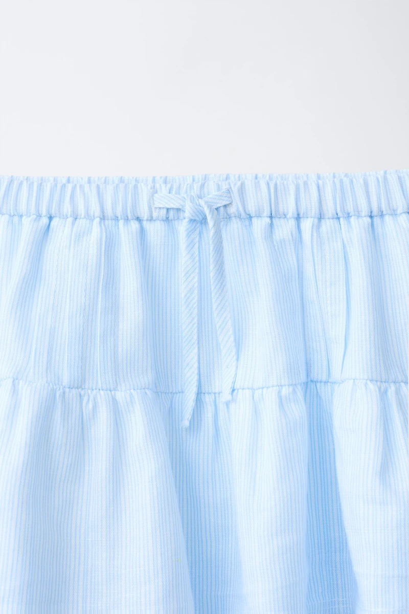 RUFFLED LINEN BLEND SKIRT