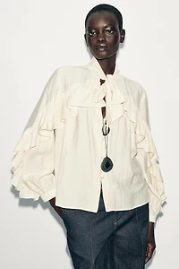 RUFFLED BOW BLOUSE