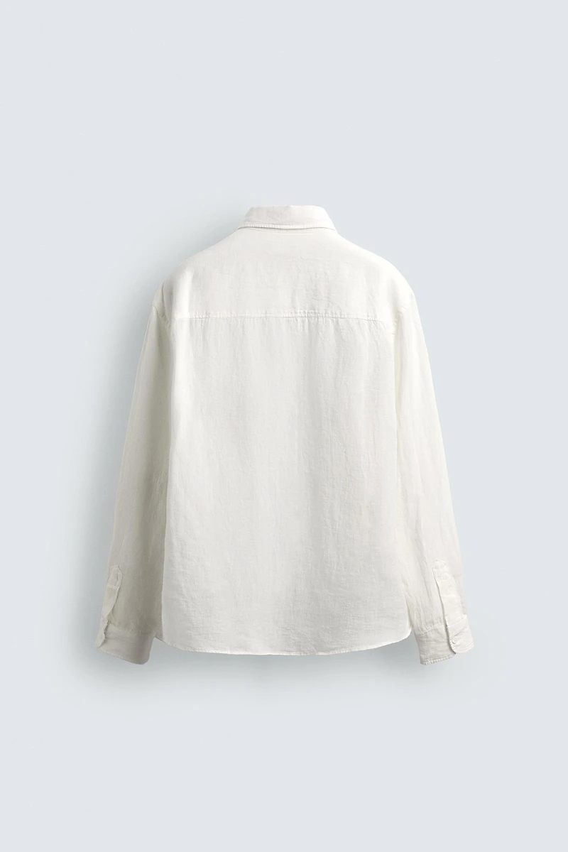 100% LINEN RELAXED FIT SHIRT WITH POCKETS