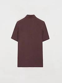 Linen and cotton short sleeve polo shirt