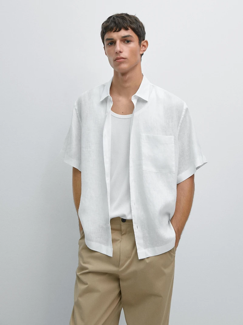 100% linen short sleeve shirt