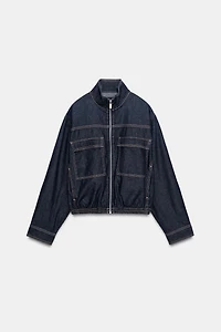 Z1975 HIGH-COLLAR DENIM BOMBER JACKET