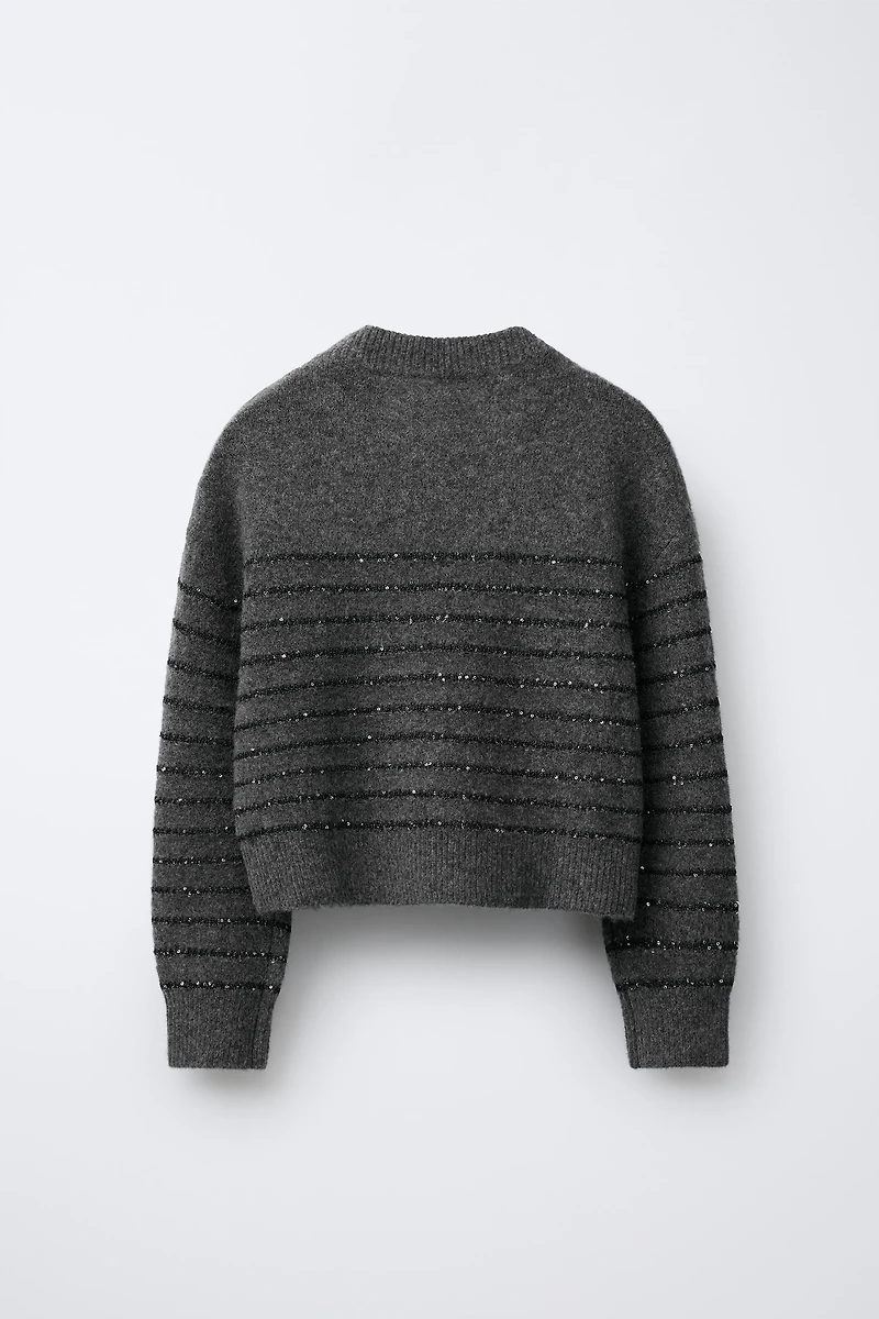 STRIPED SEQUIN KNIT SWEATER
