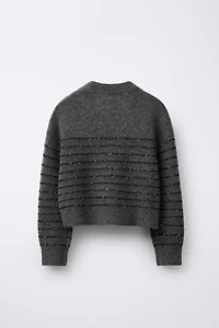 STRIPED SEQUIN KNIT SWEATER