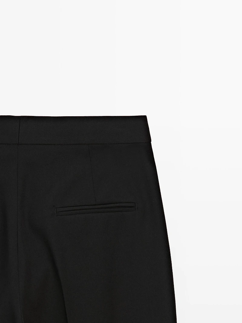 100% wool wide-leg trousers with dart - LIMITED