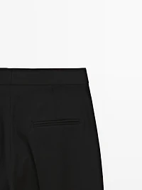 100% wool wide-leg trousers with dart - LIMITED