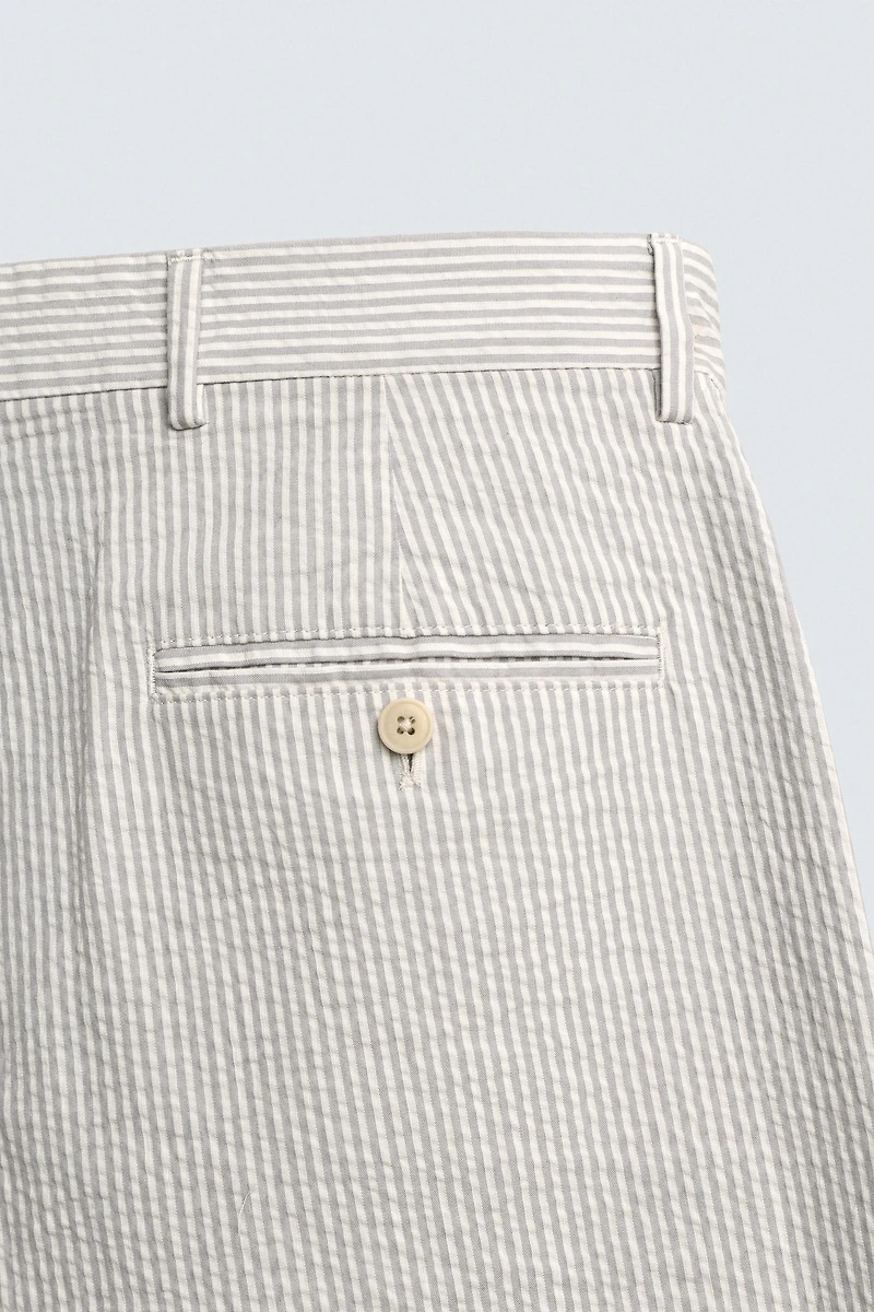 SEERSUCKER STRAIGHT FIT PANTS