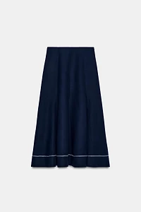 EMBROIDERED A-LINE MIDI SKIRT