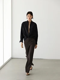 100% linen kick flare trousers