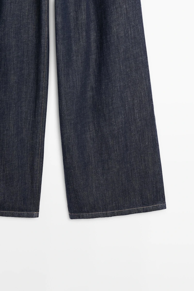 Cotton blend pleated semi-jogger pants