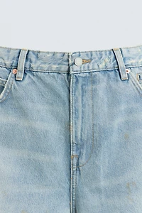 VINTAGE EFFECT BAGGY FIT DENIM SHORTS