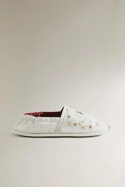 EMBROIDERED LEATHER-SOLE MOROCCAN SLIPPERS | MARISA BERENSON