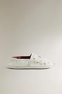 EMBROIDERED LEATHER-SOLE MOROCCAN SLIPPERS | MARISA BERENSON