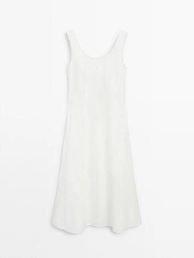 100% cotton denim midi dress