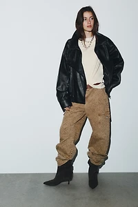 TRF BAGGY BALLOON ANIMAL PRINT JEANS