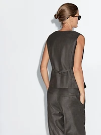 Veste sans manches à rayures tennis 100 % laine