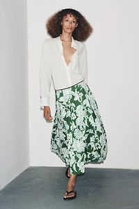 PLEATED FLORAL SKIRT ZW COLLECTION