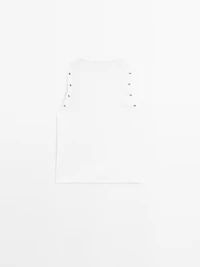 Crew neck T-shirt with eyelet detail