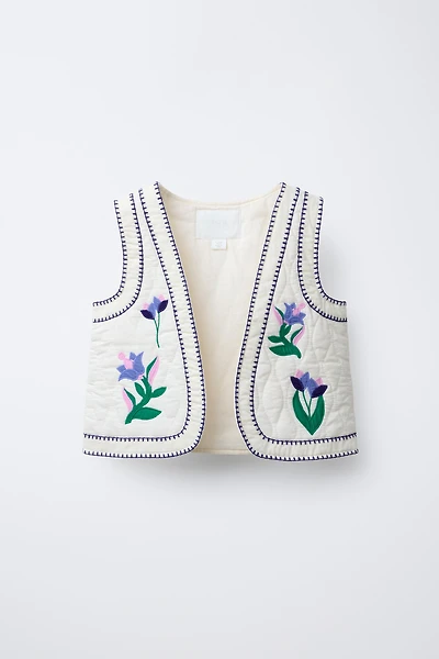 GILET BRODÉ TULIPES