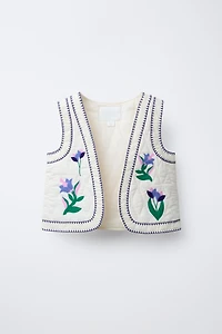 GILET BRODÉ TULIPES