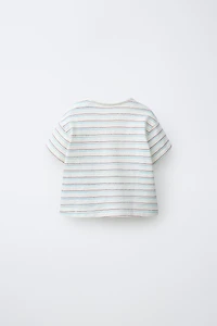 EMBROIDERED STRIPED TEXT T-SHIRT