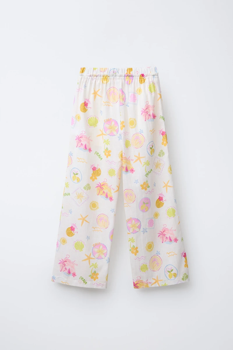 PANTALON DROIT IMPRIMÉ PLAGE