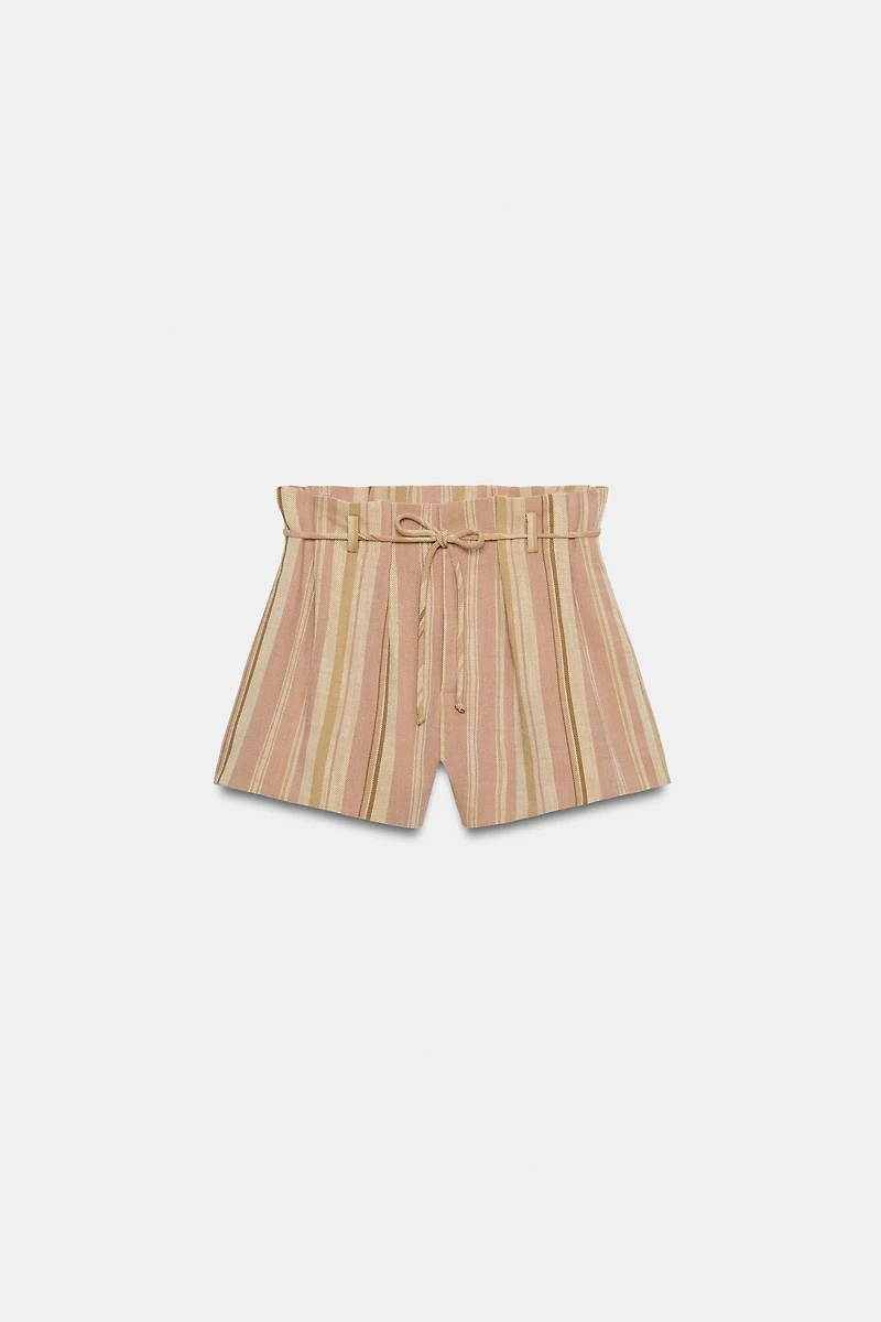 STRIPED BELTED SHORTS ZW COLLECTION