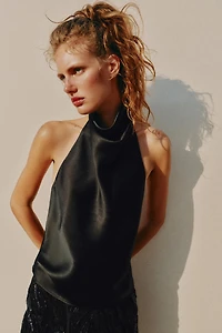 SATIN EFFECT HALTER TOP
