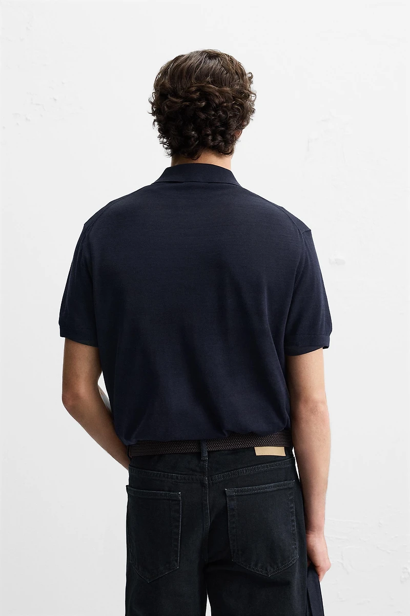 COTTON - SILK BLEND KNIT POLO
