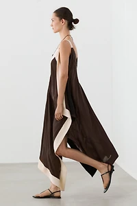 Flowing midi dress with contrast trim detail