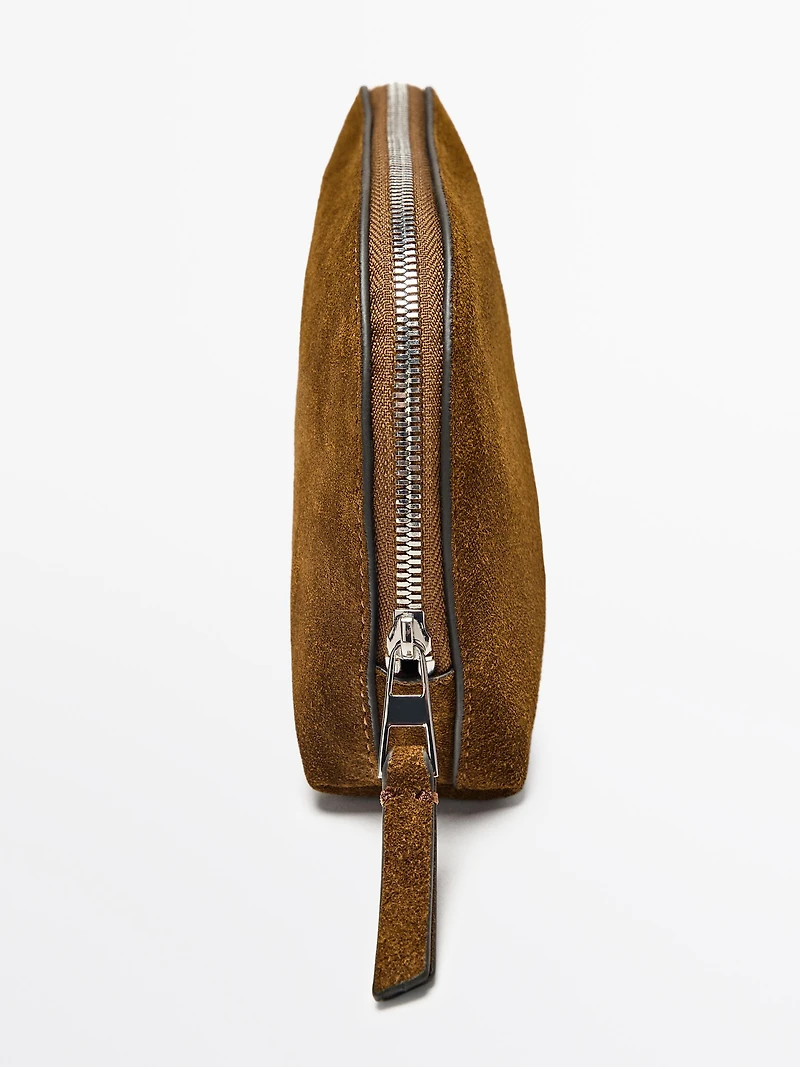 Small split leather toiletry bag