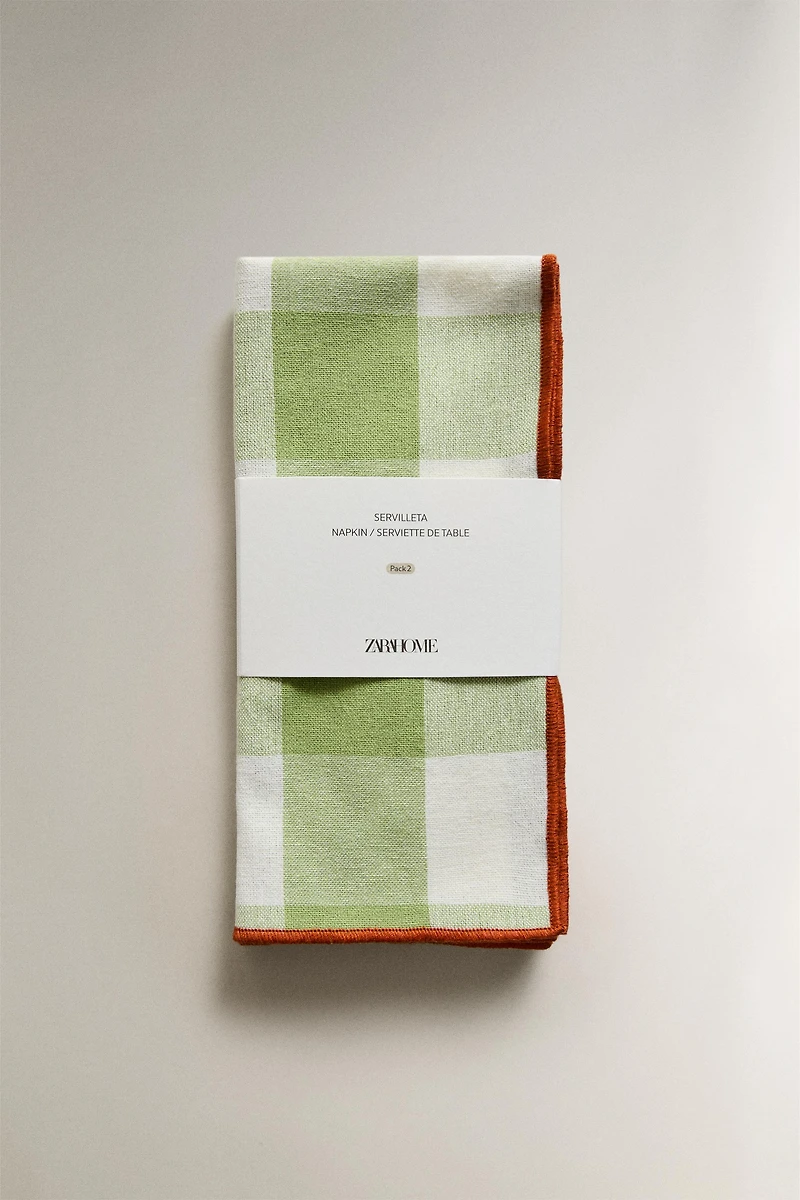 PACK OF CHECK TOPSTITCHED NAPKINS (PACK OF 2)