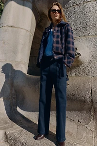 PLAID HOODED PUFFER JACKET