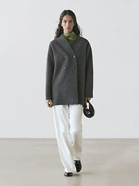 100% wool double-breasted mid-length coat