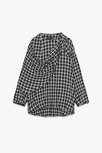 ZW COLLECTION PLAID SCARF SHIRT