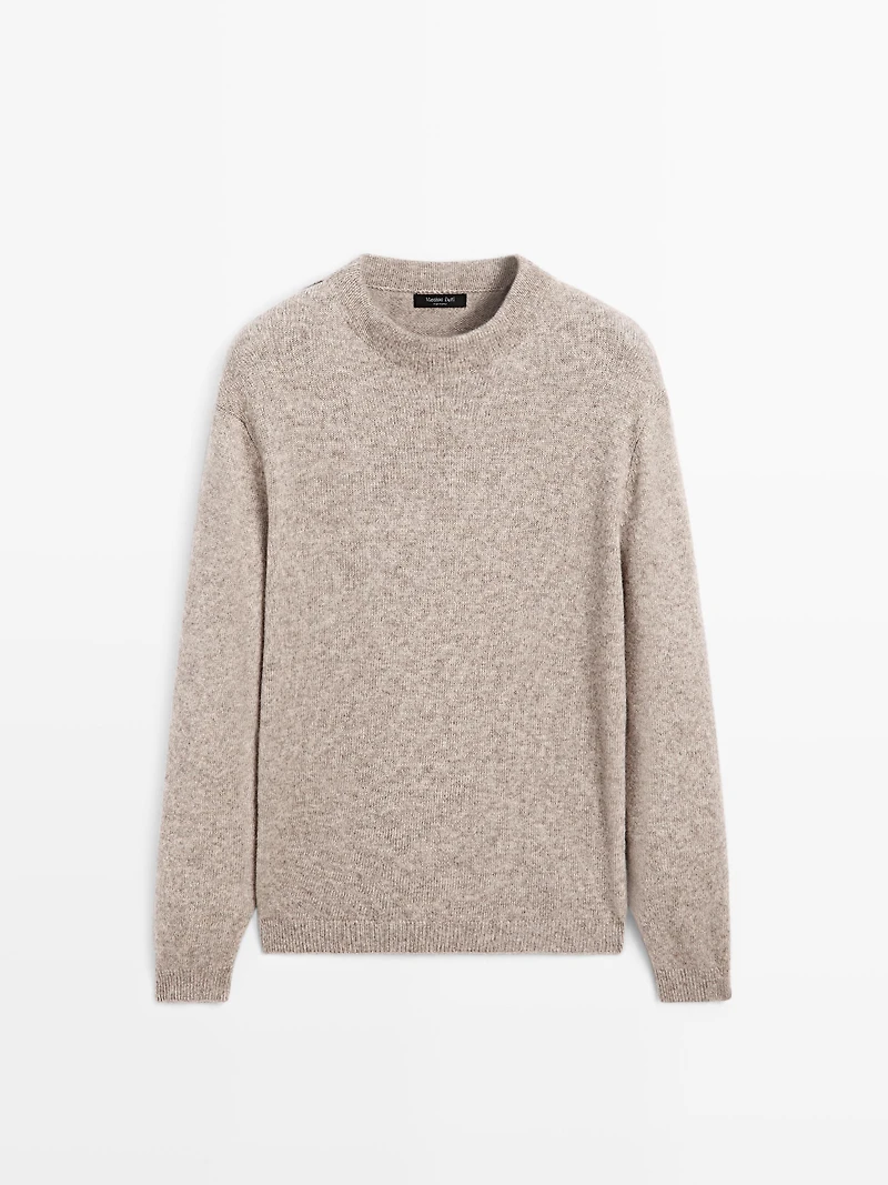 Pull à col rond en maille de laine mélangée