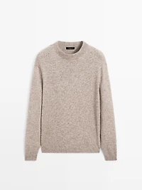 Pull à col rond en maille de laine mélangée