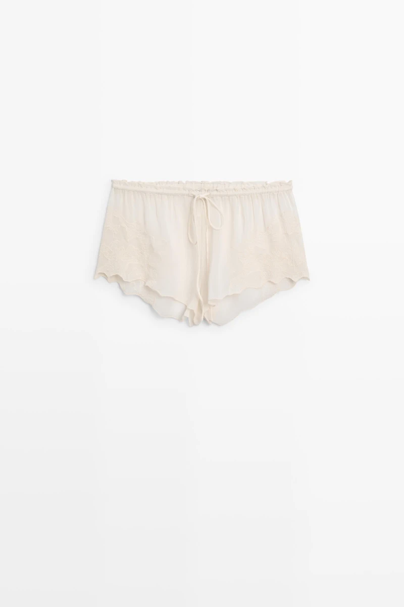 Flowing shorts with embroidered detail