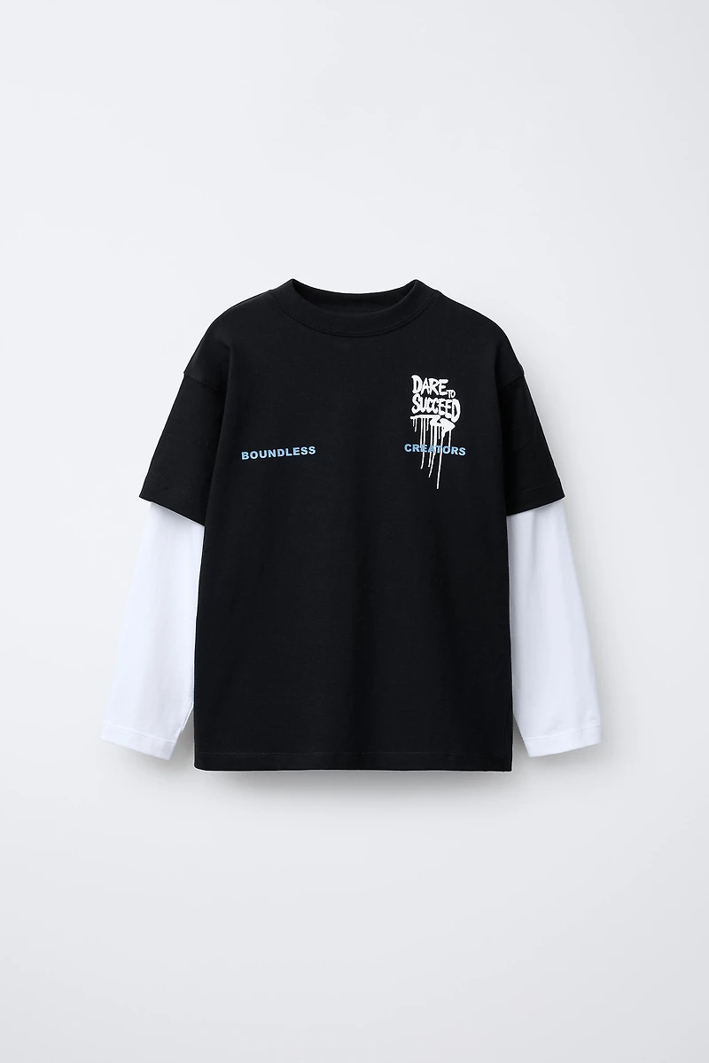 DOUBLE SLEEVE GRAFFITI T-SHIRT