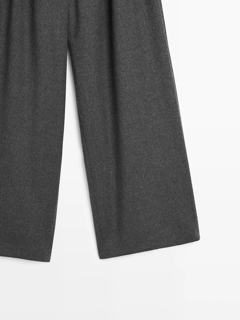 Wool blend trousers with elasticated waistband