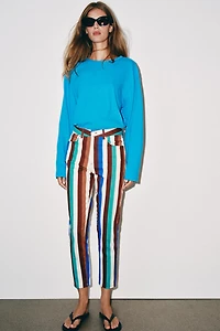 STRIPED MOM FIT TROUSERS