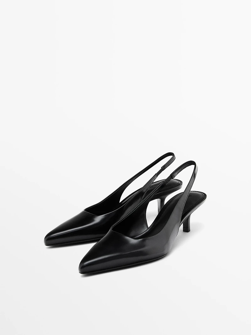 Leather high-heel mules