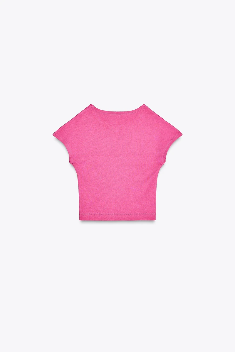 COTTON MODAL CROP T-SHIRT