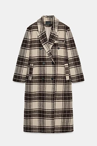 EXTRA LONG PLAID WOOL COAT