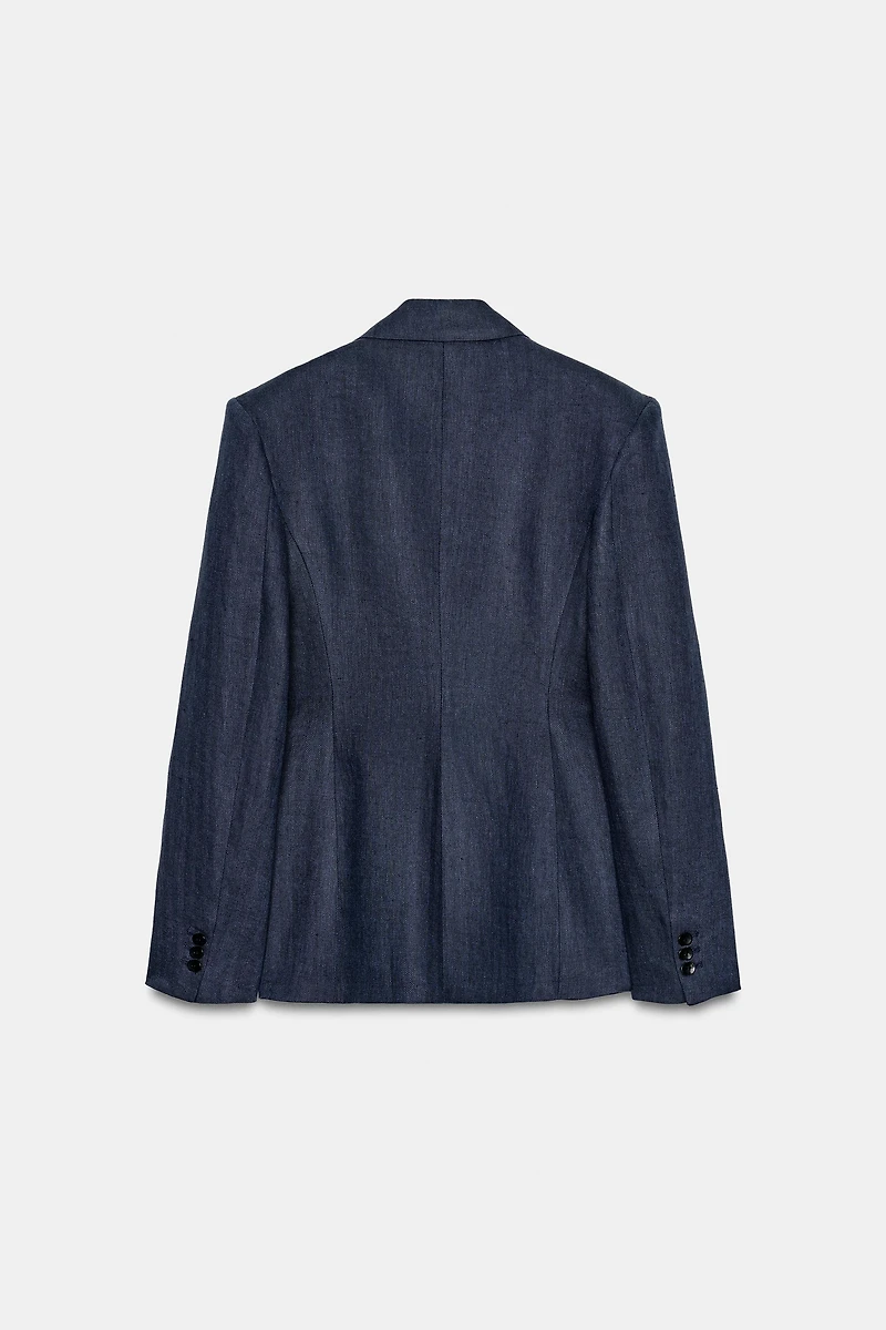 VESTE AJUSTÉE CHEVRON 100% LIN