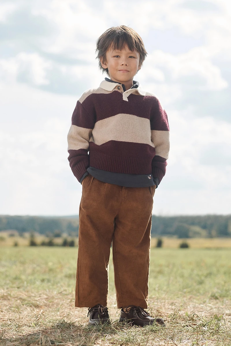 LIMITED EDITION 100% WOOL STRIPED KNIT POLO SHIRT