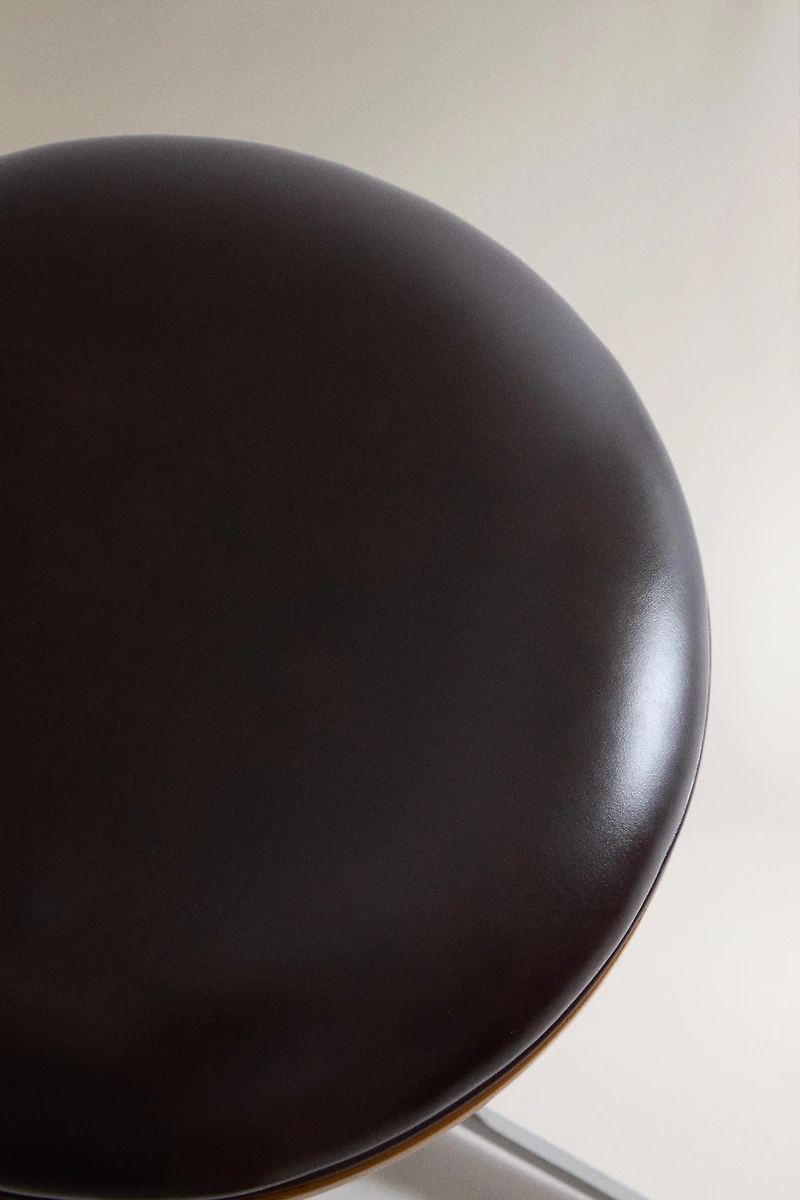 LEATHER AND STAINLESS STEEL STOOL