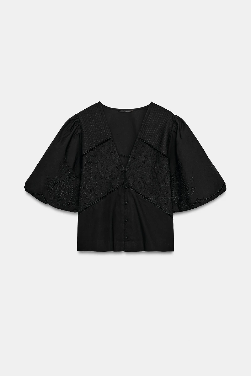 PUFF SLEEVE POPLIN TOP
